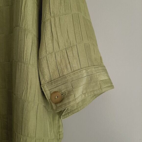 CARROLL REED Textured Crinkled Stitched Button Down Blazer Jacket Green Sz 22 W - Picture 10 of 12